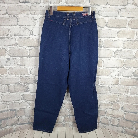 Vintage 80s Ribcage High Waist Jeans Pleated Waist  Taper Leg Cotton Size 12 - Picture 8 of 13